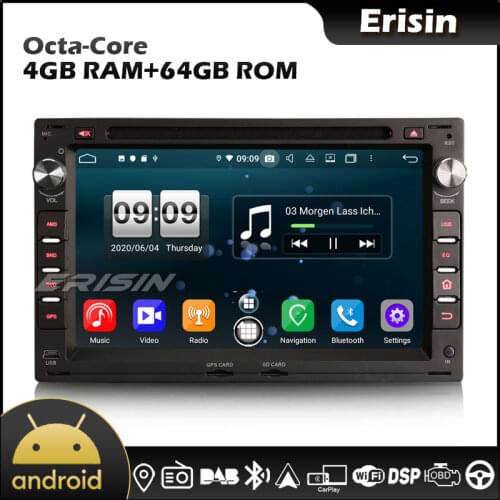 Erisin EU Stock 8709 Octa Core 7" Android 10.0 DSP CarPlay & Auto GPS DAB for VW Golf Passat JETTA Polo SHARAN Seat Peugeot 307