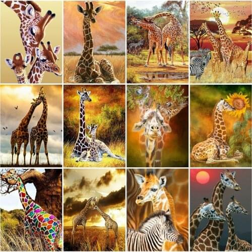 AZQSD 5D Diamond Painting Giraffe Cross Stitch Rhinestones Diamond Embroidery Animal Mosaic Needlework Home Decoration Gift