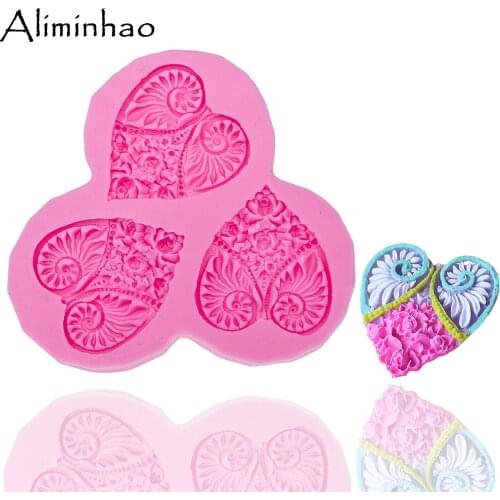 B0048 3 holes Love shape flower Sugarcraft Silicone mould fondant mold cake decorating tools chocolate molds