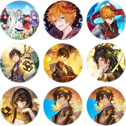 Free Shipping 58mm Online Game Genshin Impact Brooch Pin Cosplay Badge Accessories For Clothes Backpack Decoration Gift