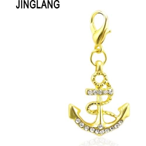 JINGLANG Crystal Statement Charms Alloy Gold Spear hook For Necklace Chain Pendant Fashion Jewelry 50 Pcs