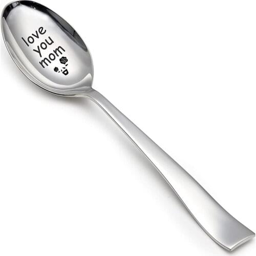 I Love You Mom Stainless Steel Coffee Soup Ice Cream Spoon Mothers Day Thanksgiving birthday Christmas New Year special Gift