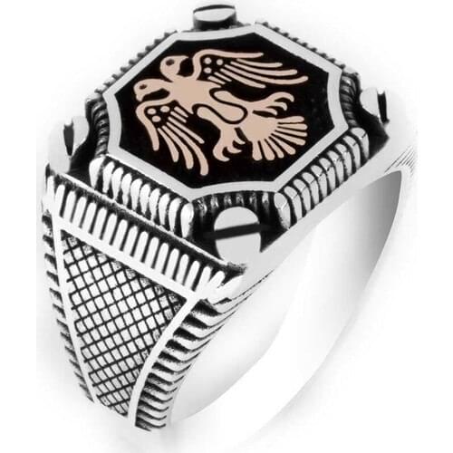 Candie Silver Double-Headed Eagle 925 Sterling Silver Men 'S Ring