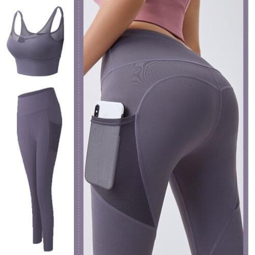 Fitness Women Yoga Set Gym 2-Piece Bras+Seamless Leggings Push Up Pants Exercise Padded Workout Running Suit Sportswear Athletic