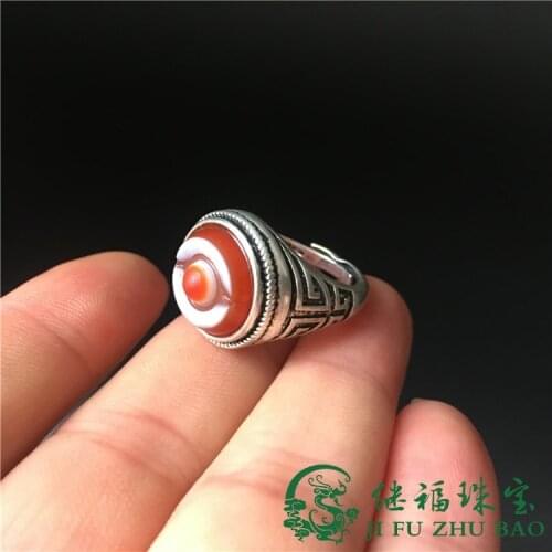 Natural texture dzi red agate ring with 925 sterling silver mens ring jewelry jade rings 925 ring jewelry rings for women