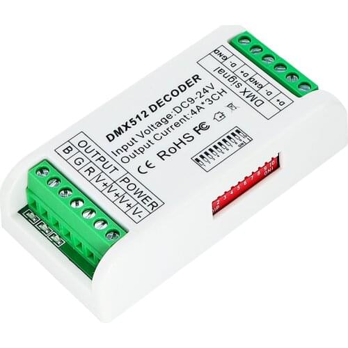 MINI 3 Channel DMX512 Decoder LED dimmer driver for RGB led strip Controller 12V-24V