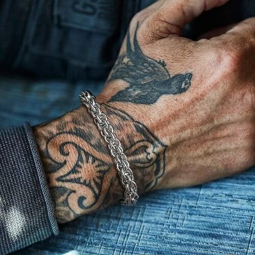 Bracelet Textured Cage Link Mens Bracelets Stainless Steel 3 Dimensional Chain Link Brazalets 7MM