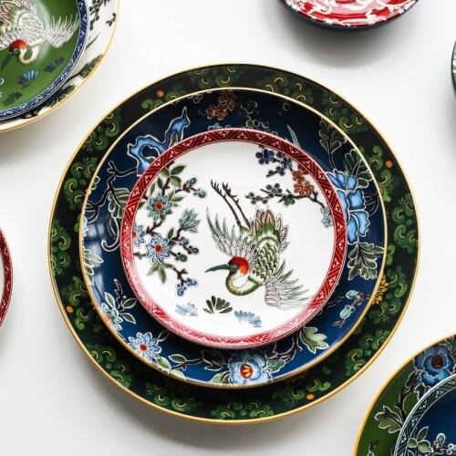 Creative ceramic Chinese dishes and plates sets, light luxury salad dishes cake plate dinner plates high-end tableware HP90801
