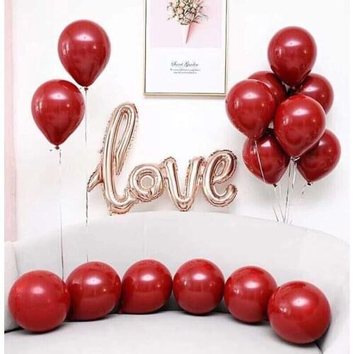 10pcs 5/10 Inch Garnet Red Heart Balloon Valentines Day Wedding Decoration Gold Chrome Metallic Balloons Anniversaire Golobos