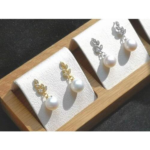 Wholesale Trendy 925 Sterling Silver Stud Earrings Findings Settings Base Mountings Parts Mounts for Pearls Agate Coral Beads