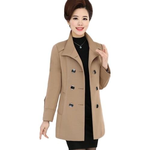 Autumn Winter New Plus size Middle-aged women Windbreaker loose Long Trench coat Quality Womens Korean Casual Overcoat 5XL F1036