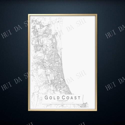 GOLD COAST Map Print | Black & White Queensland Australia City Map Print | Mono Wall Art Poster | Minimalistic Wall decor
