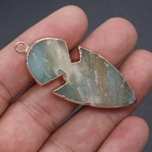 Natural Stone Pendant Fish Type Picture Stones Pendant Necklace for DIY Jewelry Best Birthday Gift Size 23x50mm