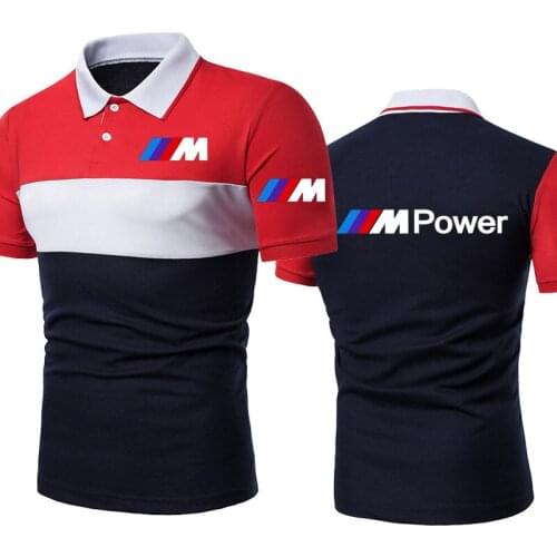 Summer Mens POLO shirt casual Brand Bmw M car logo Printing short sleeve Power High Quality Cotton Mens short sleeve