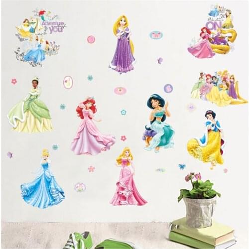 Mermaid Princess Dancing Wall Stickers For Kids Room Decorations Nursery Children Bedroom Decor PVC