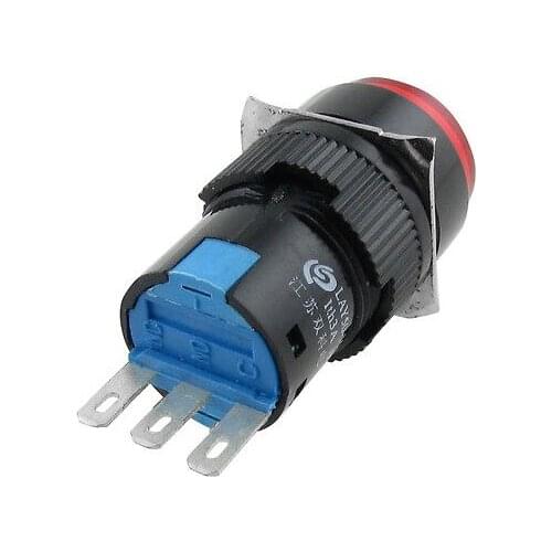 Self Locking Type Round Red Cap Push Button Switch AC 250V