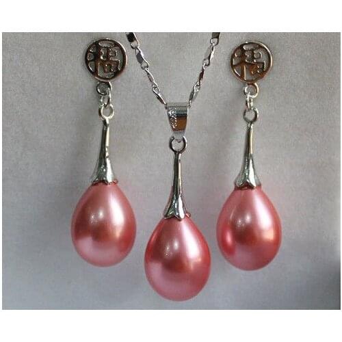 New Design 6styles 12*16mm Dark Blue Shell Pearl Earring Pendant Jewelry Set