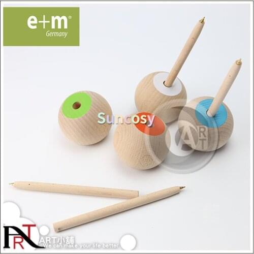 E+m Blue Oiliness Ink Ballpoint Pen,The Color Ball Pen Holder Is Beautiful and Simple In Appearance