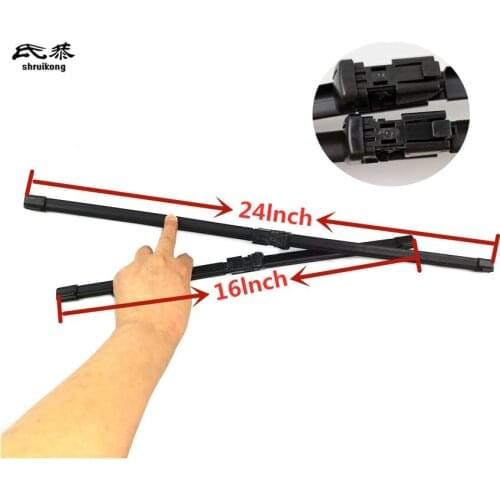 Free shipping 2pcs/lot SG-002 Wiper blades for 2010-2016 FIAT Doblo 24"+16" fit push button type wiper arms only
