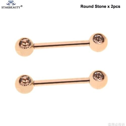 Starbeauty 2pcs/lot Rose Gold Barbell Bijoux Tongue Piercing Tongue Ring Sex Nipple Rings Helix Piercing langue Pircing Jewelry