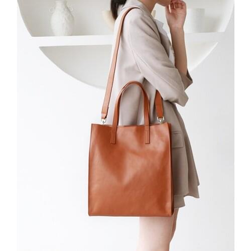 Bag Women 2020 New Tote Bag Leather Female Handbag Cowhide Shoulder Portable Large Capacity Simple Handmade Original Soft Casual