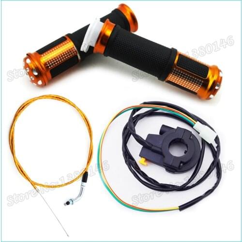 Gas Motorized Bicycle Gold Handle Grip Kill Switch Throttle Cable For 60cc 70cc 80cc Push Bike