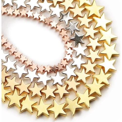 YHBZRET Gold, Silvers Star Shape Hematite Natural Stone 4/6/8mm loose Spacer Beads For Jewelry Making DIY Bracelet Necklace 15