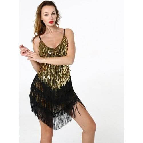 New sexy latin dance skirt fringed skirt sequin suspenders hip skirt sexy party costume fringed stage performance dress
