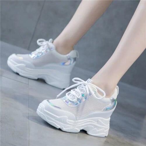 Womens 2020 trendy shoes increase in spring and autumn, thick-soled single shoes, sports casual slope heel small white shoes