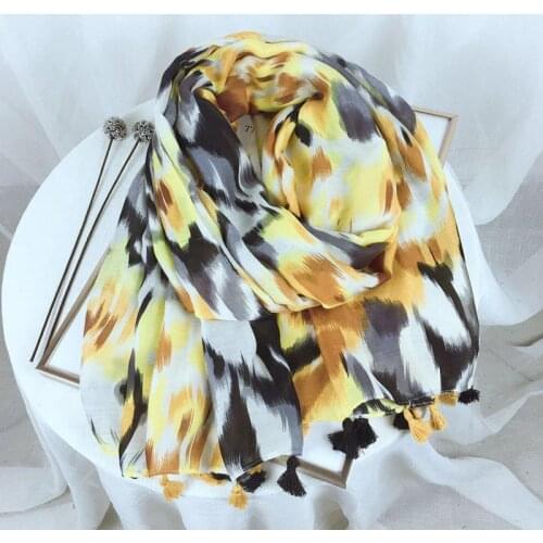 Women Spain Luxury Viscose Shawl Ombre Leopard Dot Tassel Scarf Print Soft Wrap Pashminas Stole Bufandas Muslim Hijab 180*90cm