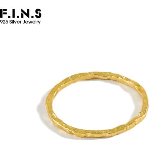 F.I.N.S Korean Simple Irregular Slim Ring Female Concave Finger Fine Rings for Women S925 Sterling Silver Stackable Ring