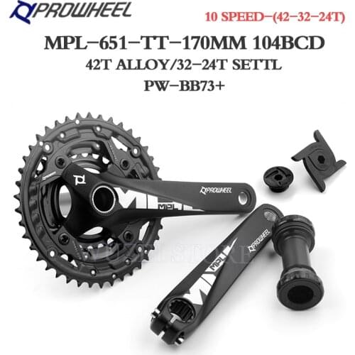 PROWHEEL Mountain Bike Sprockets 6/7/8/9/10/11 Speed 170mm Crank 22/24/26/28/30/32/36/38/40/42T Chainrings MTB Bicycle Crank set