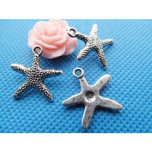 200pcs 19mmx19mm Antique Silver tone/Antique Bronze Starfish Pendant Charm/Finding,for Bracelet,DIY Jewellry Accessory