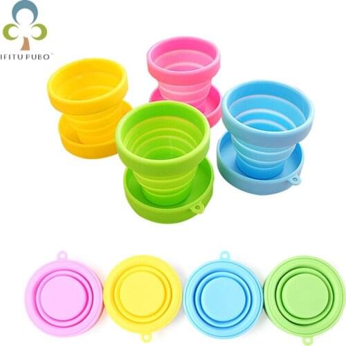 2Pcs/lot Food Grade Silicone 170ml Candy-colored travel silicone folding cup outdoor sports telescopic mouthwash cup YJN
