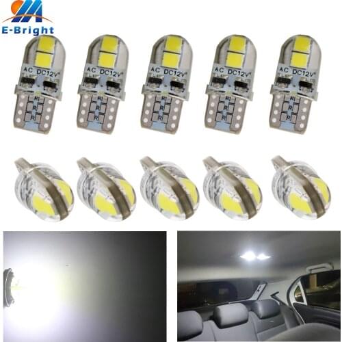 10pcs AC DC 12V Silica T10 W5W 3030 4 SMD Led Non-polar For 168 194 Car Door Interior Instrument Reading License Plate Lights