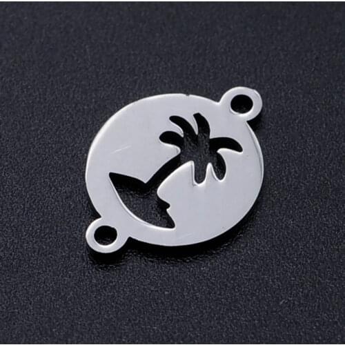 5pcs/lot Palm Tree diy Connector Charms Wholesale 100% Stainless Steel OEM Connectors Order Accept Factory Sale Never Rust