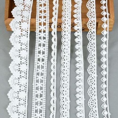 5yard White Embroidered Flower Lace Fabric Mesh Applique Ribbon Trim Handmade DIY Dress Skirt Garment Wedding Sewing Accessories