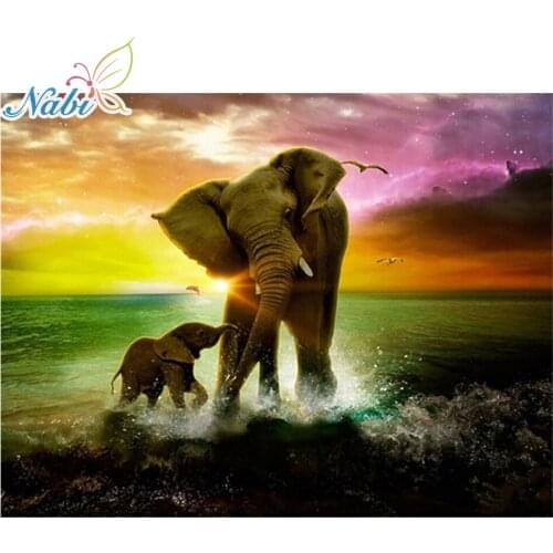 Nabi 5D Diy Diamond Painting Full Square Elephant Diamond Embroidery Animals Diamond Mosaic diamond paint