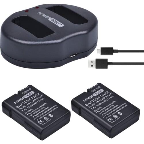 2x 1500mAh EN-EL14 EN-EL14 EN EL14 EN EL14A Battery +Dual USB Charger for Nikon D5200 D3100 D3200 D5100 P7000 P7100 P7700 camera