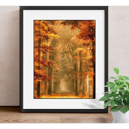 Diamond Embroidery Scenic 5D DIY Diamond Painting Fall Full Square Mosaic Rhinestones Forest Wall Decor Home Handmade