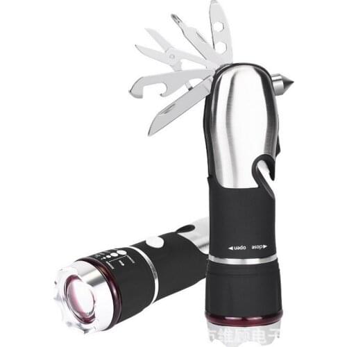 Car Safety Hammer Life Saving Escape Emergency Hammer Seat Belt Cutter LED Flashlight Glass Broken Device Escape Blade Hand Tool