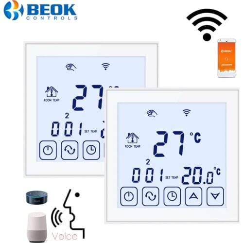Beok 2 pcs/pack 220V Room Thermostat Wifi Floor Heating Temperature Controller Works With Google Home Alexa
