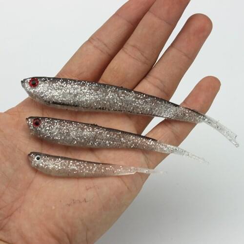 5-10pcs/lot Shining Soft Lure 7.5/10/13cm 2/4/7g Swimbaits isca Artificial Worm Soft Bait Fish Wobblers Bass Carp Fishing Lure