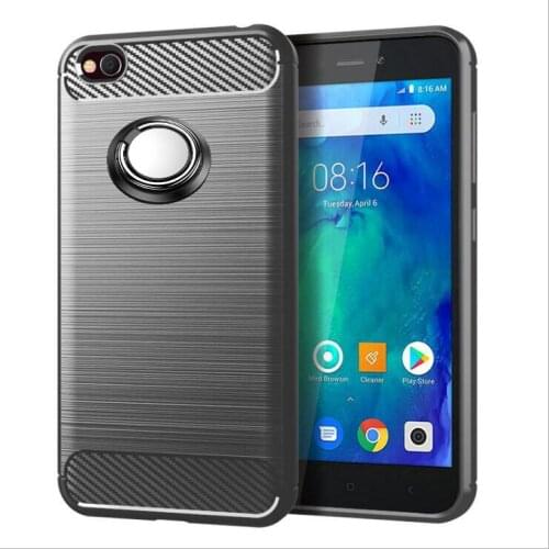 For Xiaomi Redmi Go Case Luxury Brushed Carbon Fiber Phone Case For Xiaomi Redmi Go Magnetic Ring Holder Cover Case