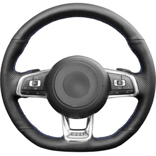 Black Artificial Leather No-slip Steering Wheel Cover for Volkswagen VW Golf 7 GTI T-Roc Passat Variant (R-Line) Up! GTI