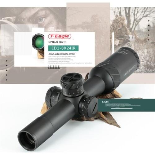 Long Eye Relief Hunting Scope ED 1-8X24IR Compact Riflescope Red Illuminated Reticle Shooting Optical Sights For Air Gun