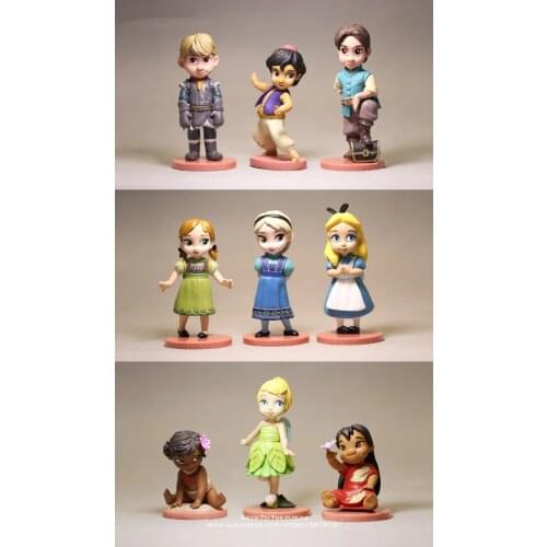 Disney Frozen Anna Moana Prince and Princess 9pcs/set 6-9cm Action Figure Anime Mini Decoration Collection Figurine Toy model