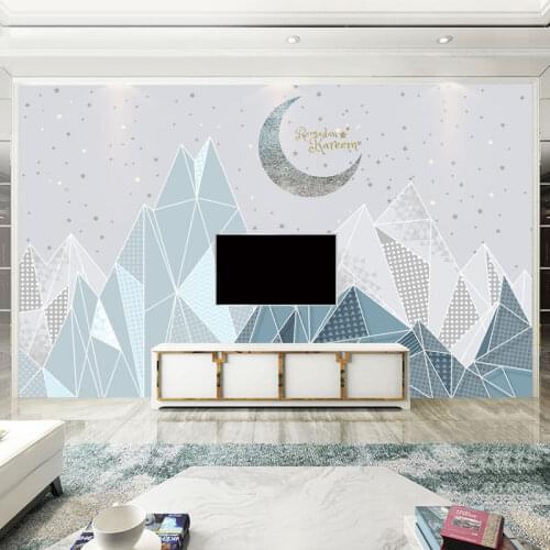 Moon Geometric Design Abstract Triangle Three-Dimensional Wall Covering Living Room Tv Background Mural Seamless Minimalist Wall
