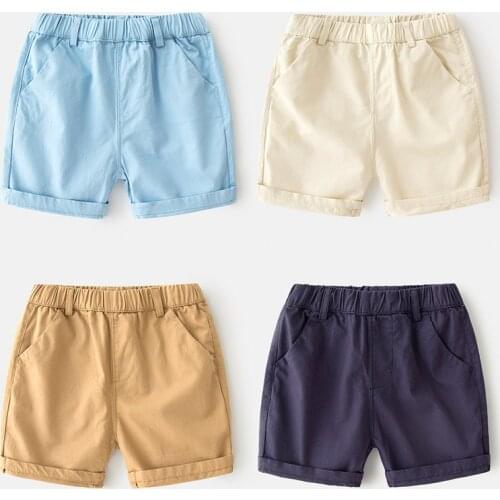 2021 Summer Fashion 2-10 Years 90-140cm Simple Design Infant Cotton Sports Solid Color Handsome Elastic Shorts For Kids Baby Boy
