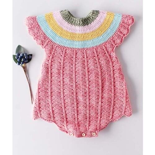 Baby Bodysuits Autumn Sleeveless Toddler Boys Girls Overalls Cute Rainbow Collar Knit Infant Kids One Piece Baby Jumpsuit